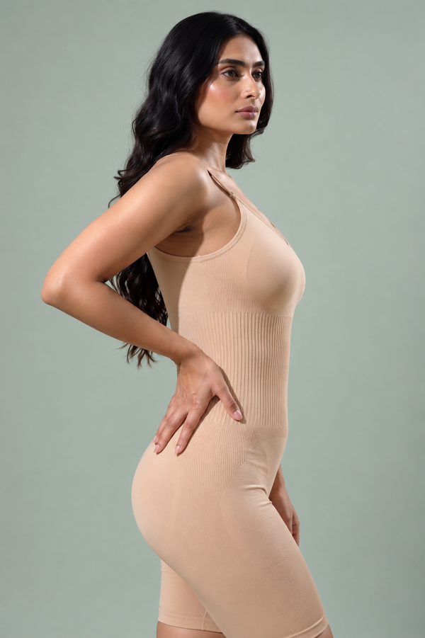 Curve-Flex Adjustable Strap Full Body Shaper Open Crotch Skin